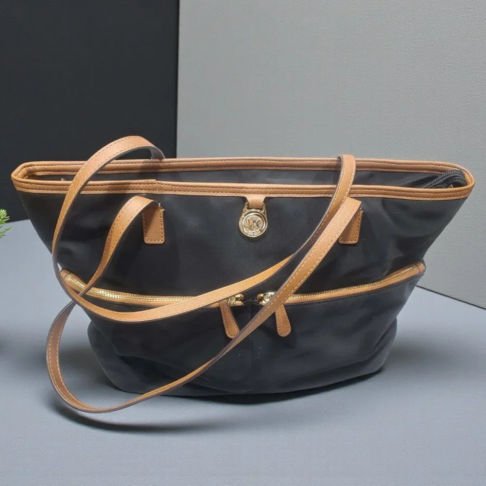 Michael Kors Black Nylon Shopper Tote – Vegan Leather Trim - Picture 2 of 10